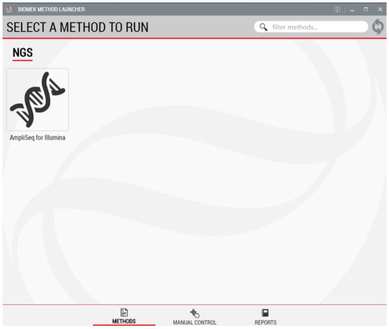 Figure 3. Biomek Method Launcher provides a straight-forward interface to launch the method