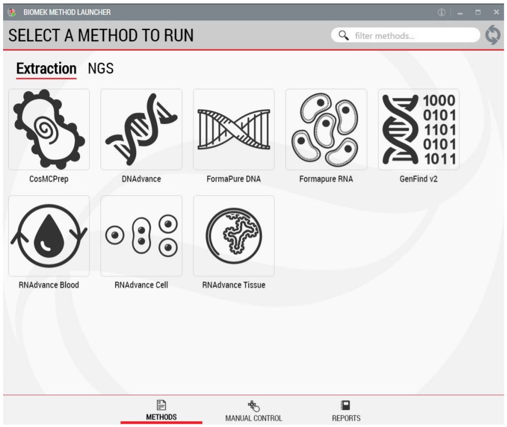 Figure 2. Biomek Method Launcher provides an easy interface to start the method