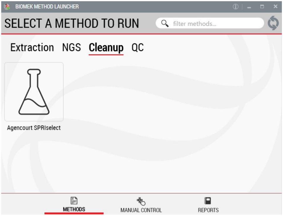 Figure 2. Biomek Method Launcher provided an easy interface to start the method