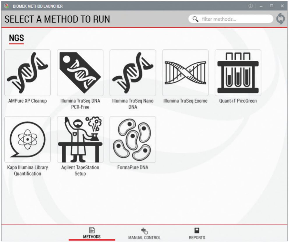 Figure 2. Biomek Method Launcher provided an easy interface to start the method