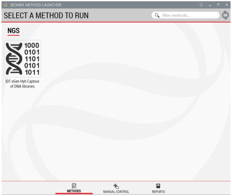 Figure 3. Biomek Method Launcher provides a straight-forward interface to launch the method