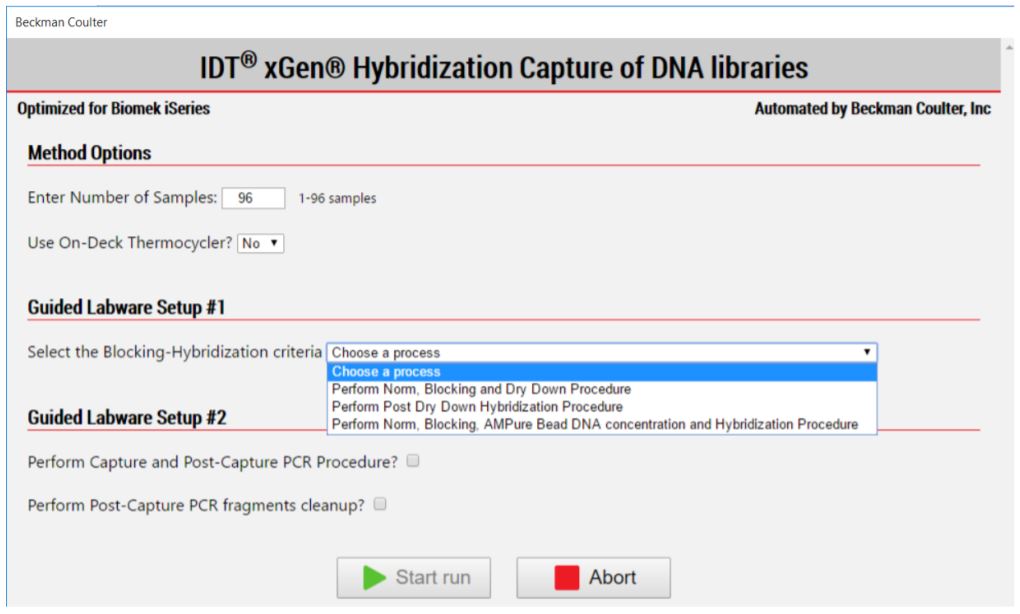 Figure 4. IDT xGen Hyb Capture of DNA libraries Method Options Selector