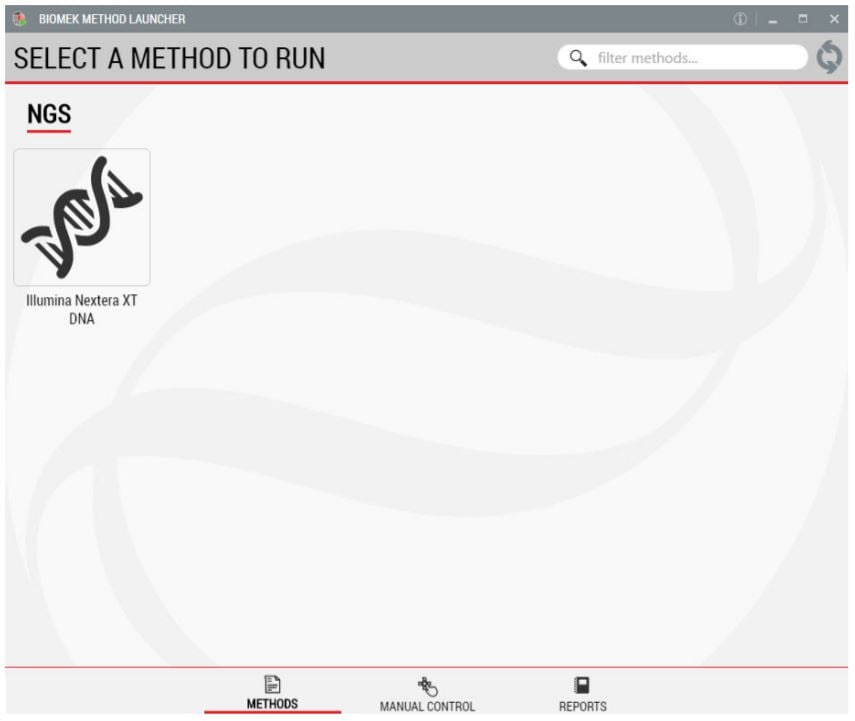 Figure 2. Biomek Method Launcher provided an easy interface to start the method.