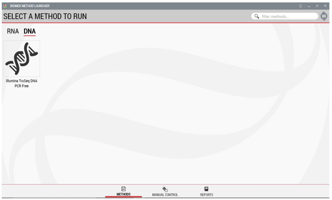 Figure 2. Biomek Method Launcher provides an easy interface to start the method