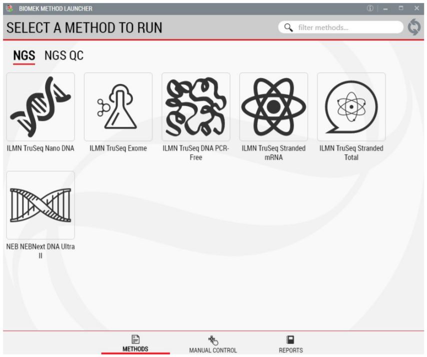 Figure 2. Biomek Method Launcher provides an easy interface to start the method