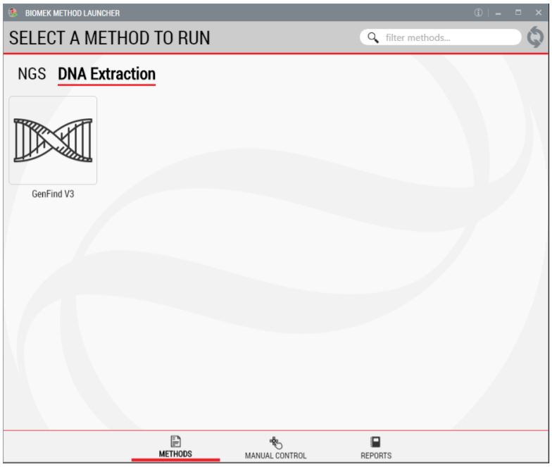 Figure 3. Biomek Method Launcher provides an easy interface to start the method