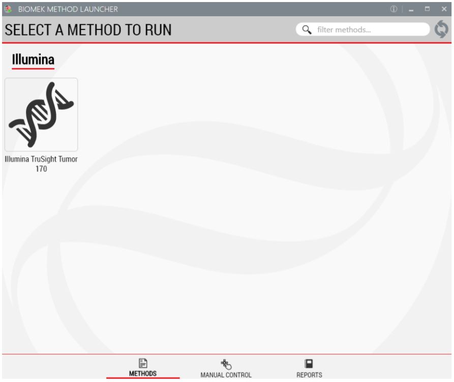 Figure 3. Biomek Method Launcher provides an easy interface to launch the method.