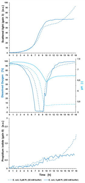 Figure 5: Determination of stressed cells using PI measurement in the BioLector® Pro