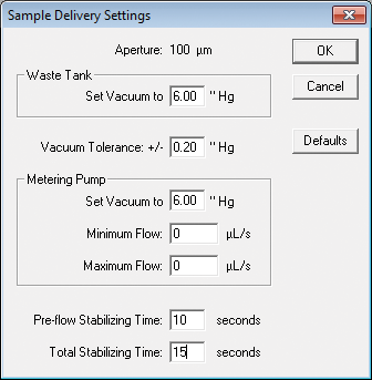Sample delivery settings screen