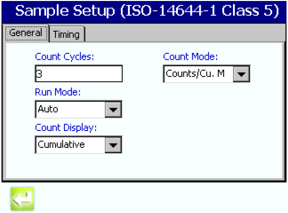 Setting the sampling parameters in the MET ONE 3400