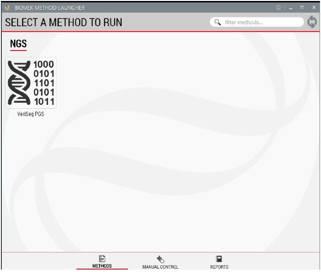 Figure 3. Biomek Method Launcher provides an easy interface to launch the method