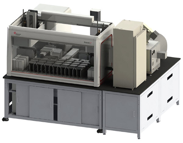 Figure 2. Scale to your automation needs. The Biomek i-Series is an open, flexible platform that enables integration of components to meet your laboratory’s workflow needs. Manage cell line campaigns with a full walk-away solution that can include integrated components with the ability to image each well of a plate, incubate plates, deliver media, quantify IgG concentrations, understand cell confluency and have reliable access to plates for media exchange with a 1D or 3D tilting ALP.