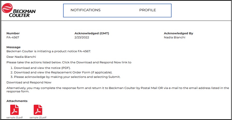 MANAGE REGULATORY NOTIFICATION Step 5 Screenshot