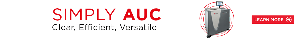 Simply AUC. Clear, efficient, versatile. Do more with less. Simple analysis. Added versatility. Density Gradient Equilibrium Analytical Ultracentrifugation. Learn more.