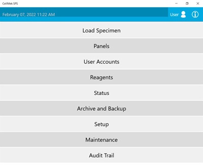 CellMek SPS interface home screen