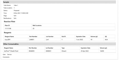 Example of information contained in sample log part 2