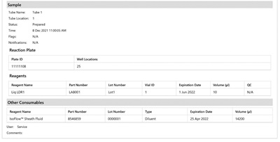 Example of information contained in sample log part 2