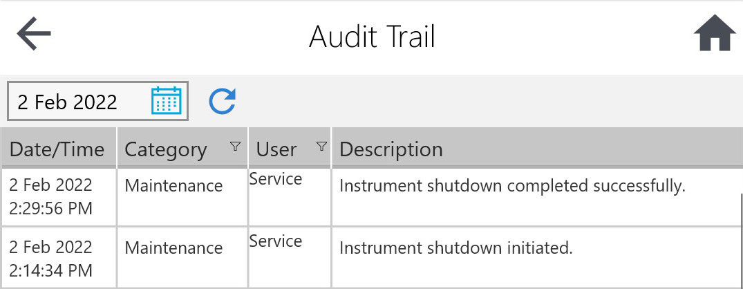 Shutdown audit trail