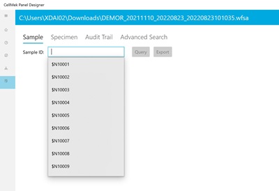 Selection of sample log by Sample ID