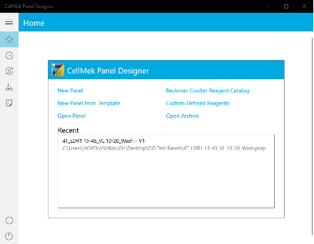 CellMek SPS Panel Designer Software Home Screen