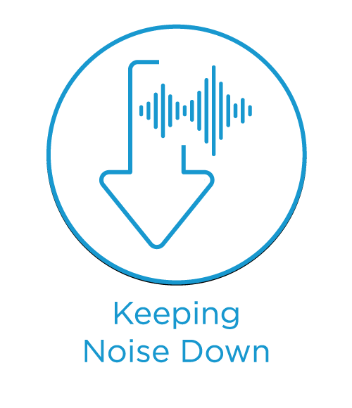 Keeping noise down icon with words