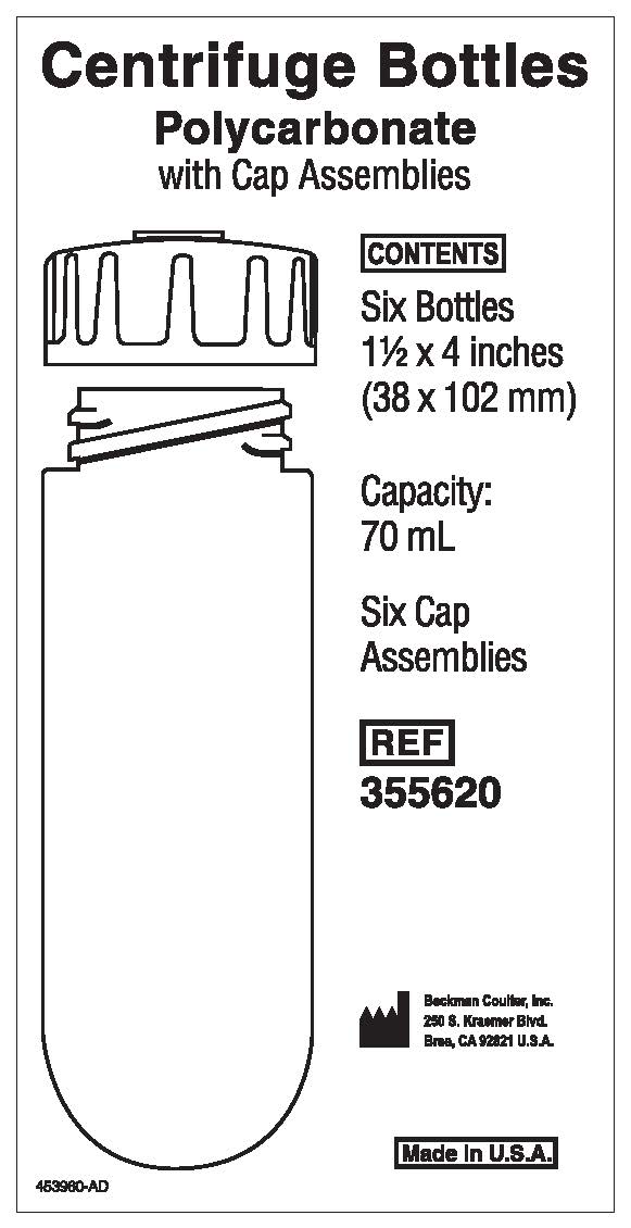 70 mL, Polycarbonate Bottle with Cap Assembly, 38 x 102mm - 6Pk