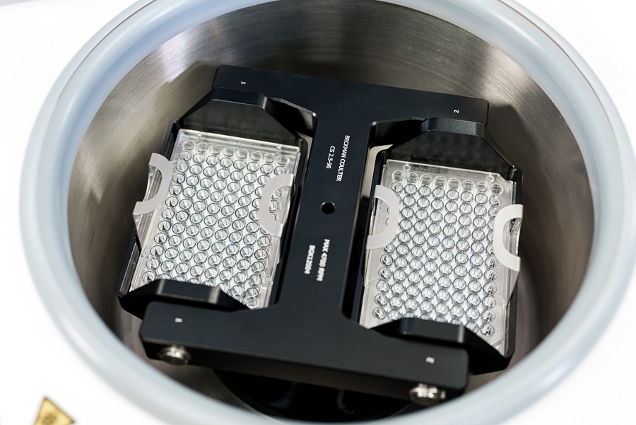 Allegra C-34R refrigerated benchtop centrifuge rotor with dual microplate carriers for high-speed plate centrifugation
