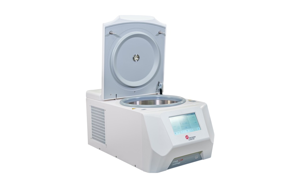 Allegra C-34R laboratory benchtop centrifuge with open lid and stainless steel chamber