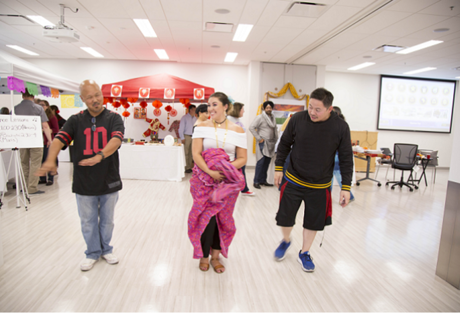 People learning to dance together