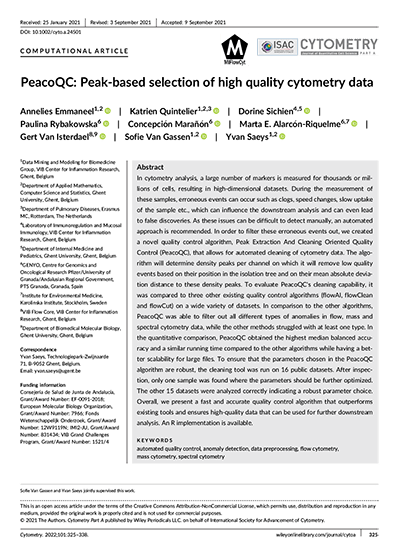 PeacoQC: Peak-based selection of high quality cytometry data - Front page