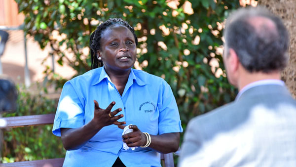 CARES Award lady being interviewed