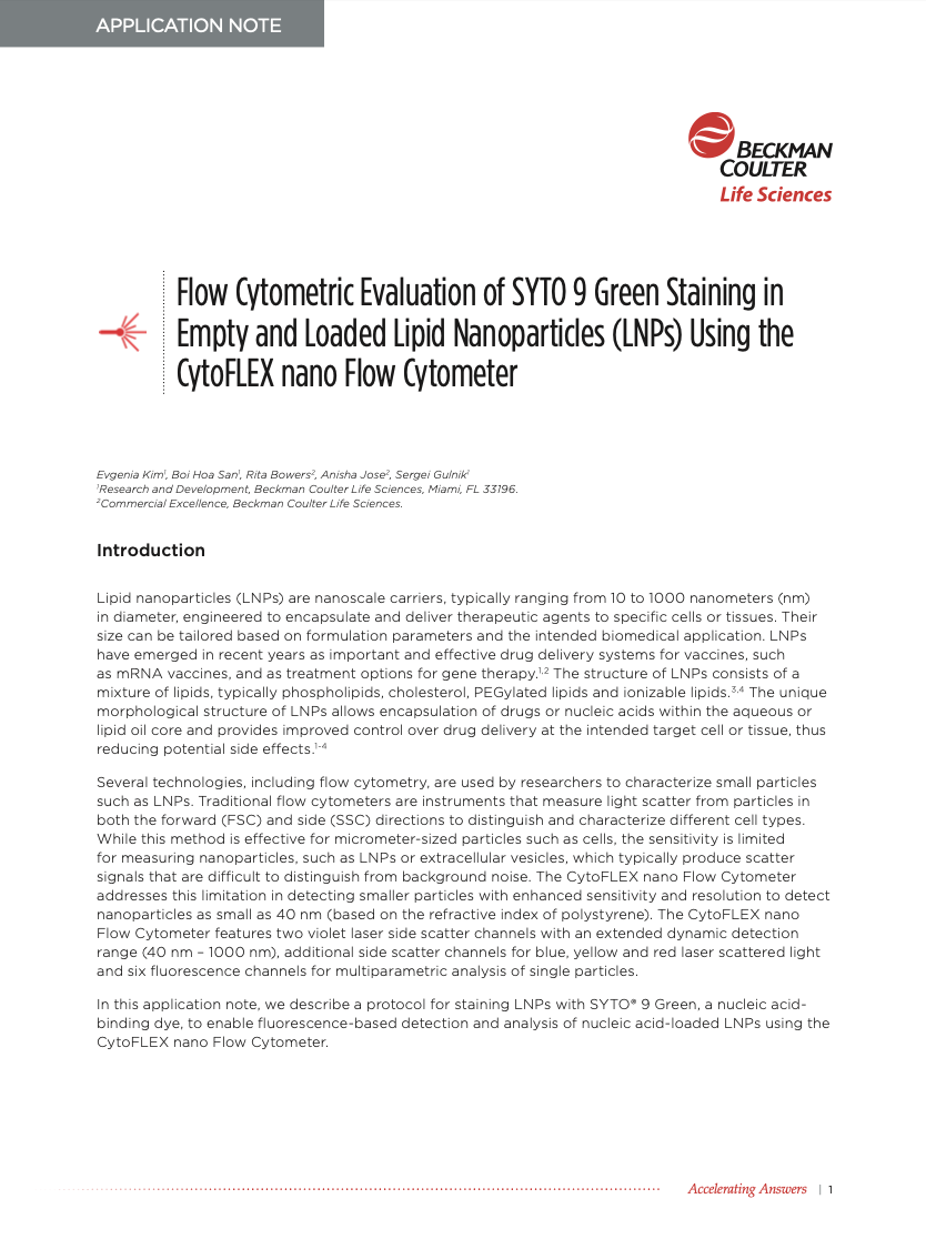 Flow Cytometry Application Note Flow Cytometric 9