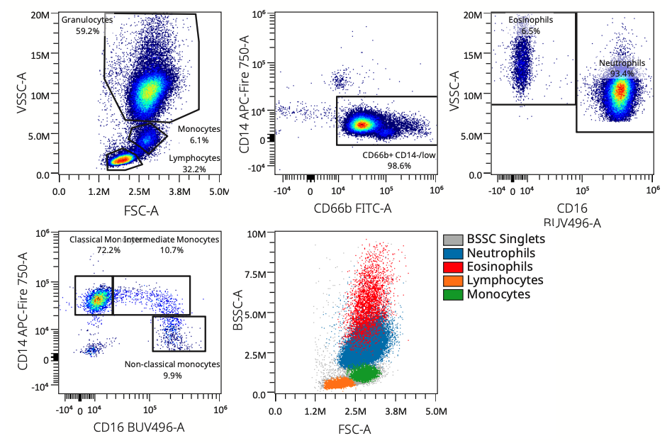 Gating strategy on sample unmixed with 2 AF signatures