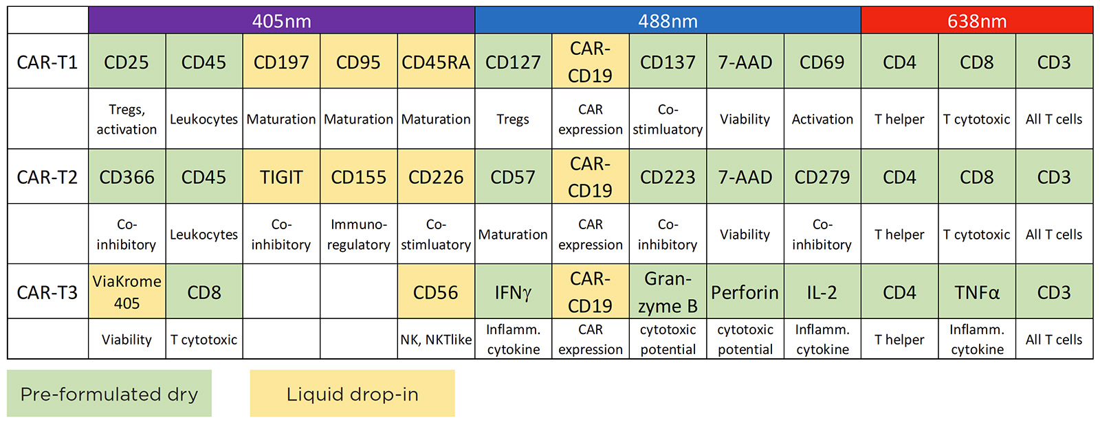 Antibody panels for CAR-T immunophenotyping
