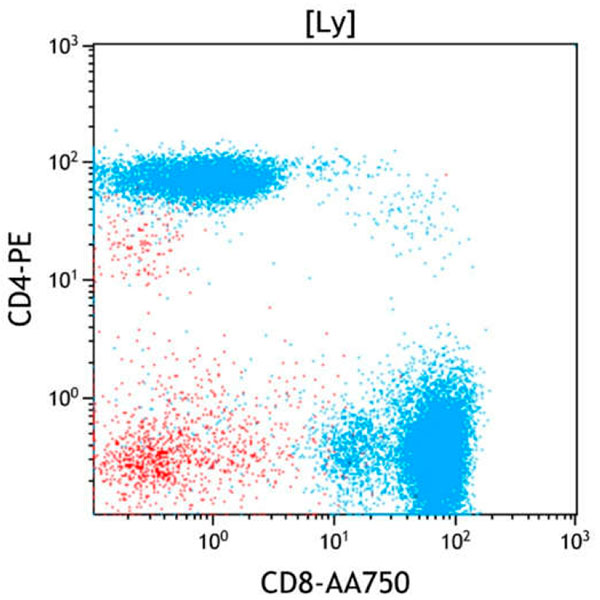 ClearLLab 10C, Case 16, CD8 vs CD4 dot plot, Lymphocyte gate