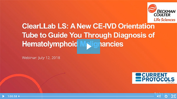 ClearLLab LS Webinar: a new CE-IVD orientation tube to guide you through the diagnosis of hematolymphoid malignancies. Thumbnail.
