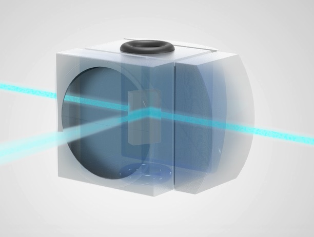 Durchflusszelle mit integrierter Optik für die Durchflusszytometrie