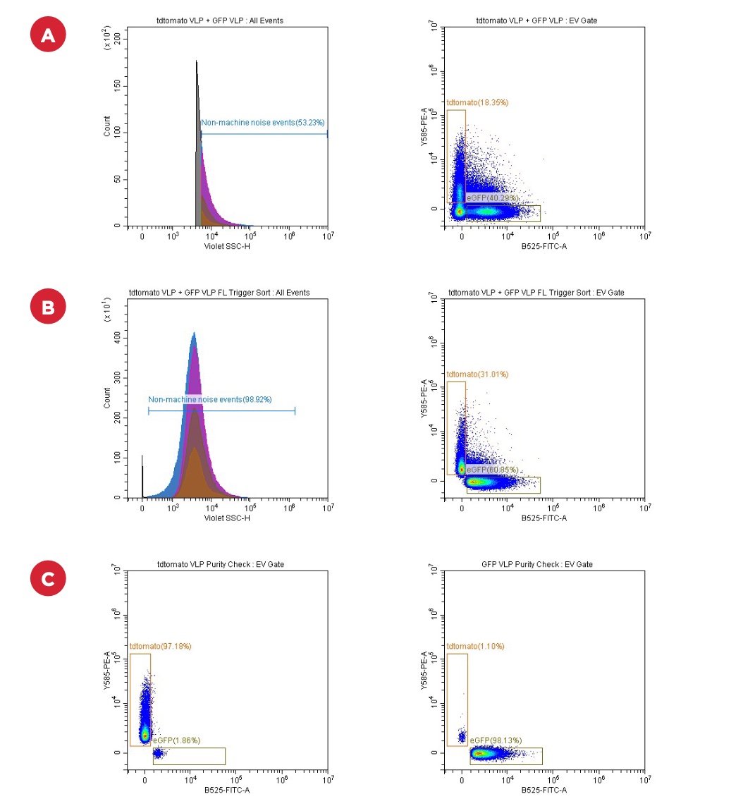 CytoFLEX SRT Sorting of GFP+ and GFP- virus like particles