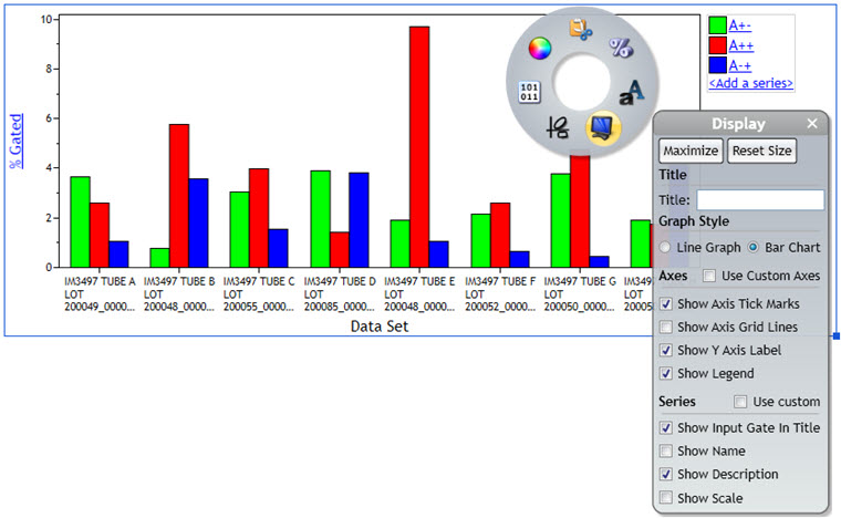 Kaluza Comparison Plot Display Settings Controls