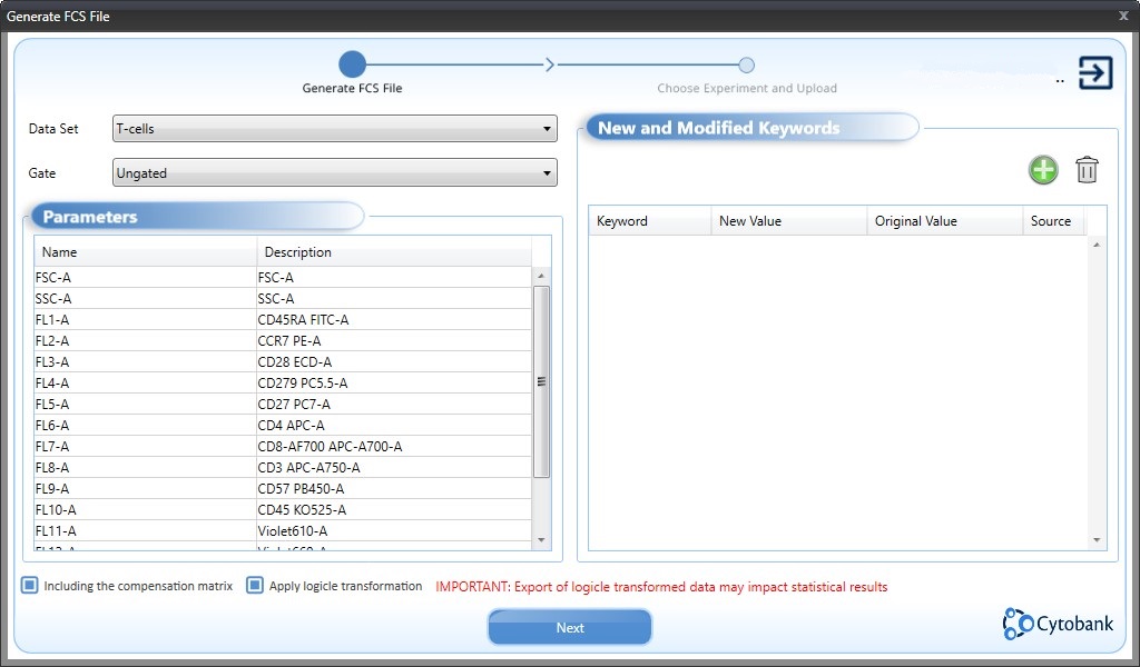 Kaluza Cytobank Plugin interface 