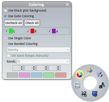 Kaluza Analsyis software event coloring dialogue box