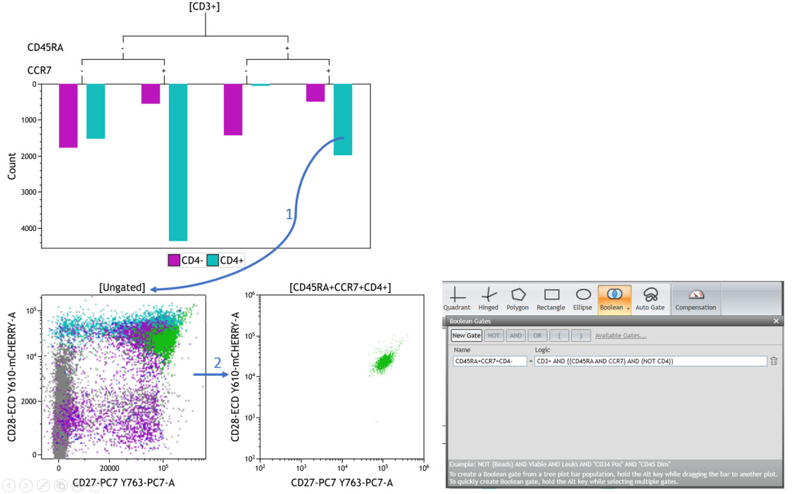 Boolean gate creation from Kaluza Analysis Software Tree Plot function