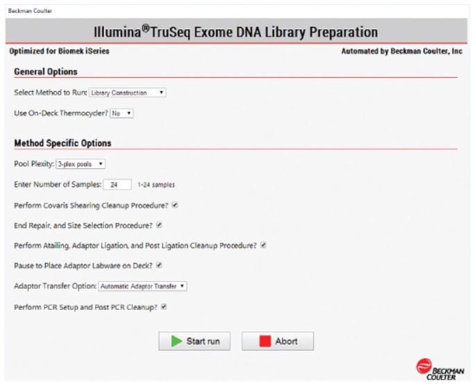 Genomics Workstation Biomek i7 Method Options Selector Figure 4