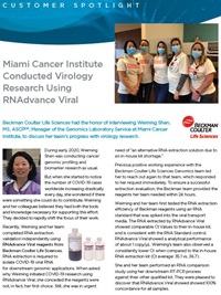 迈阿密癌症研究所使用 RNAdvance Viral 所做的病毒学研究