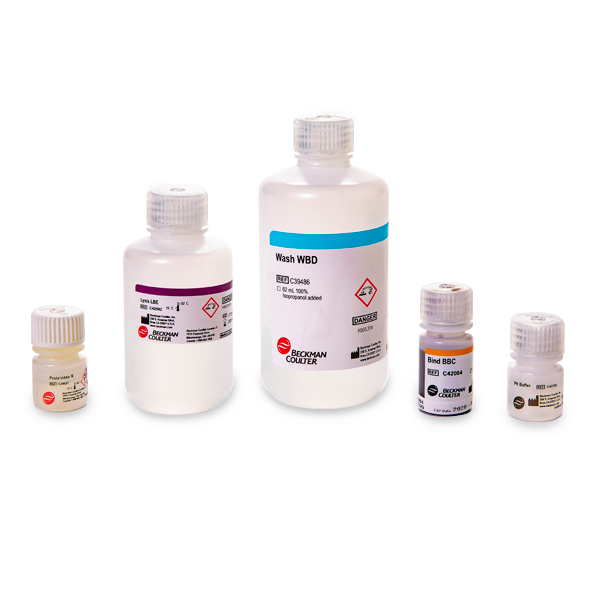 RNA extraction kit bottles and reagent tubes