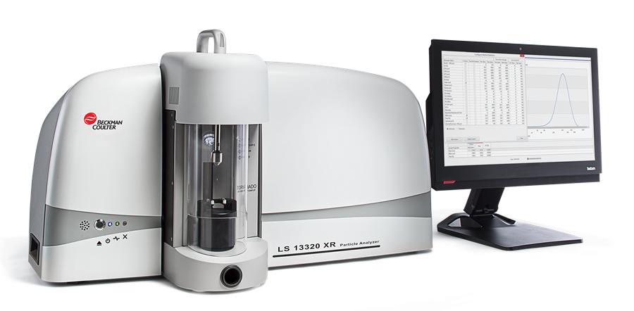 LS 13 320 XR Particle Size Analyzer with ADAPT Software interface for particle size measurement and data analysis