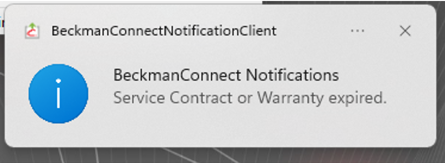 BeckmanConnect Notification shown on Windows 11