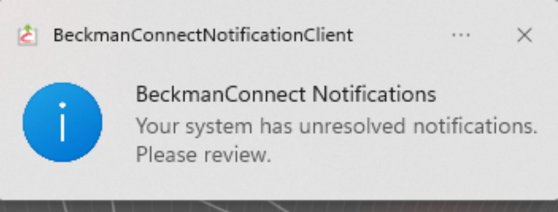 BeckmanConnect Notification shown on Windows 11